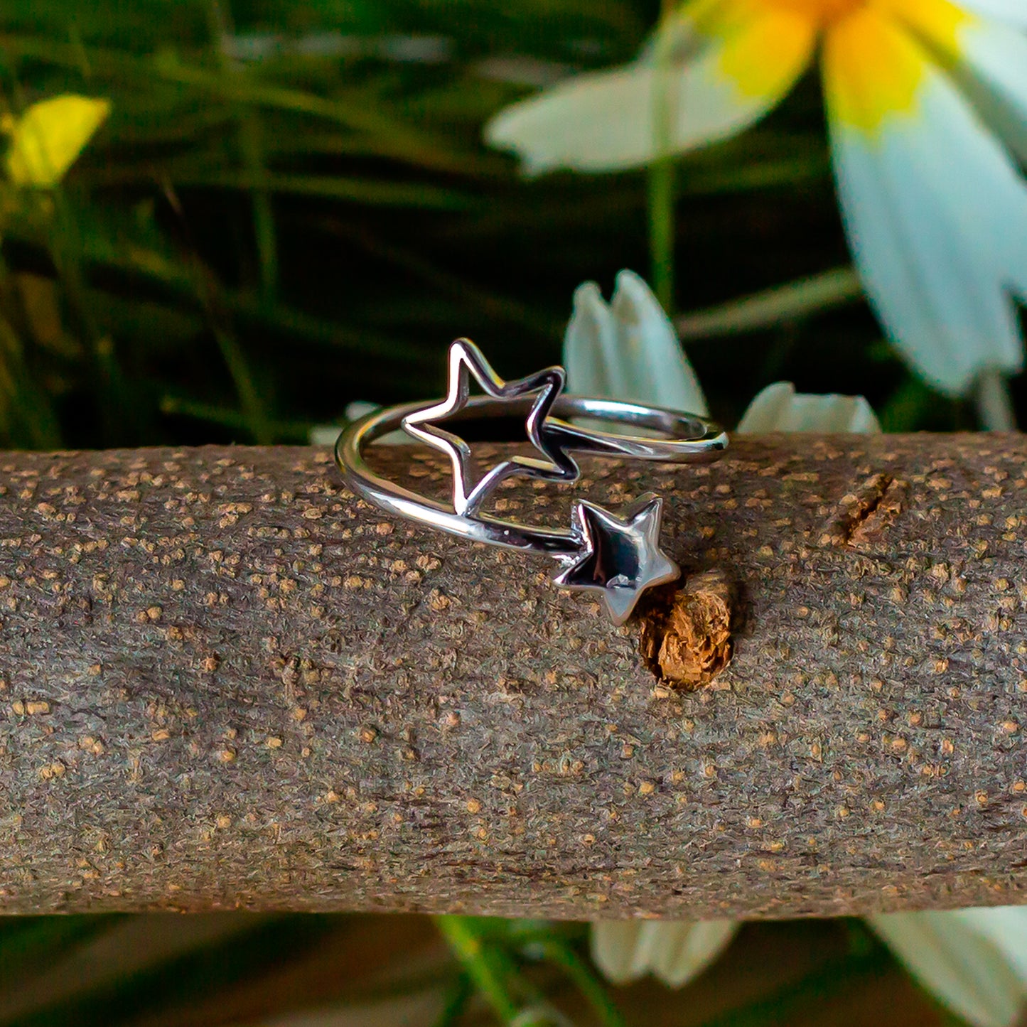 Anillo de plata "Double Star"