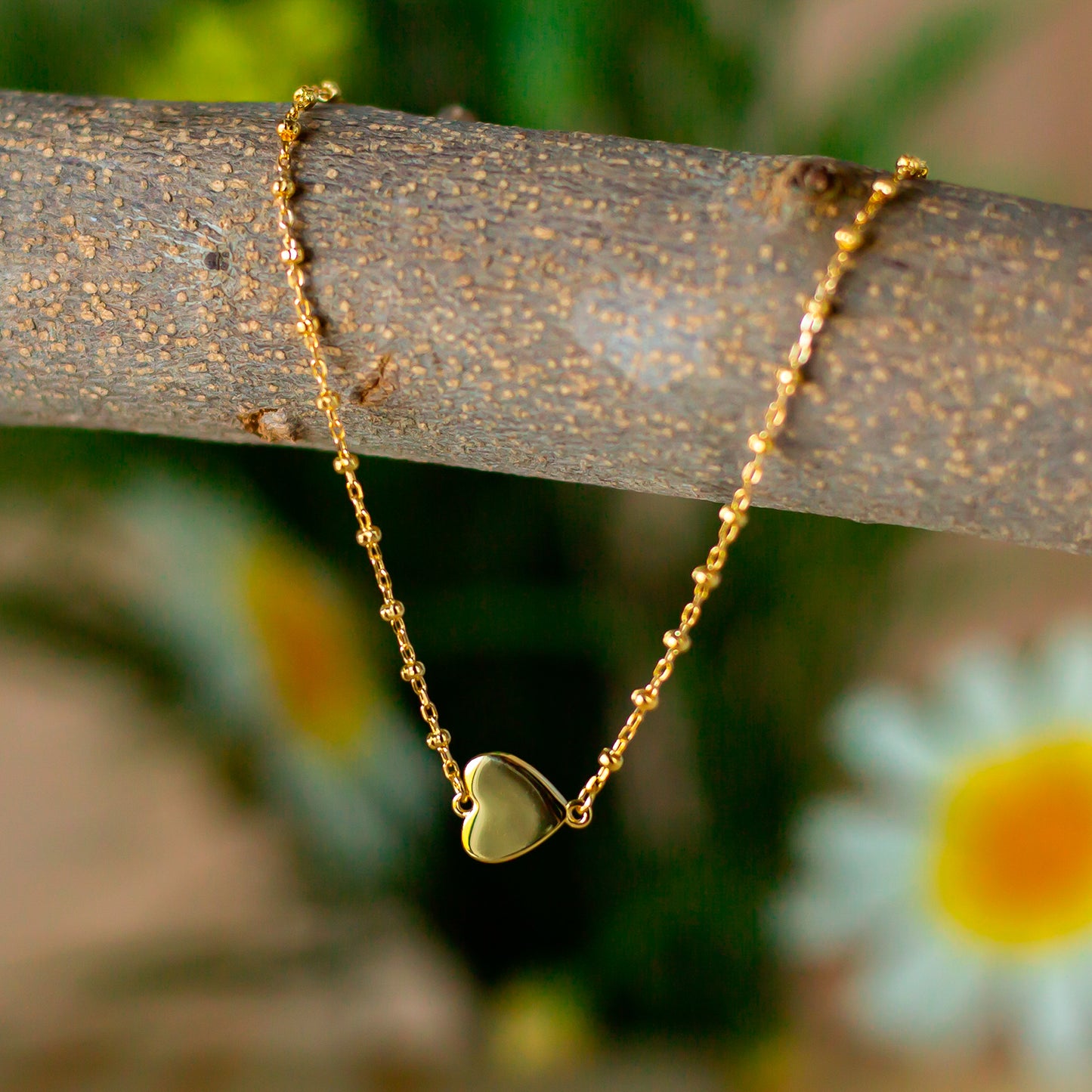 Pulsera "Corazón encadenado dorado"