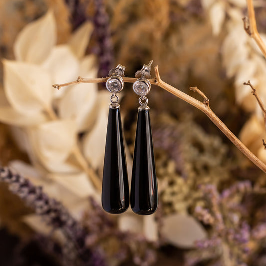 Pendientes de plata "Lágrima negra"