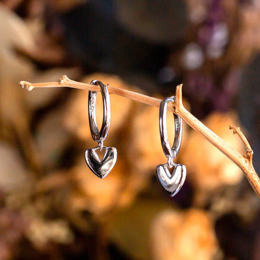 Pendientes de plata "Corazón colgado X ti"